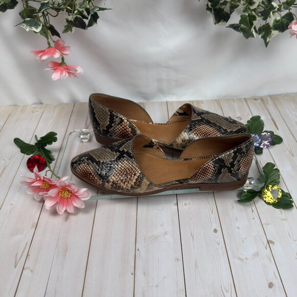 Madewell Marisa Embossed Snakeskin Leather d’Orsay Flats - Neutral - Size 9 - Picture 2 of 13